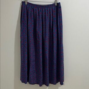 VINTAGE Women’s Midi Skirt M-L Pleated Print Floral Geometric Flowy Summer